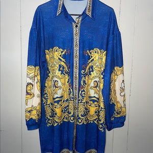 Blue royal print dress shirt